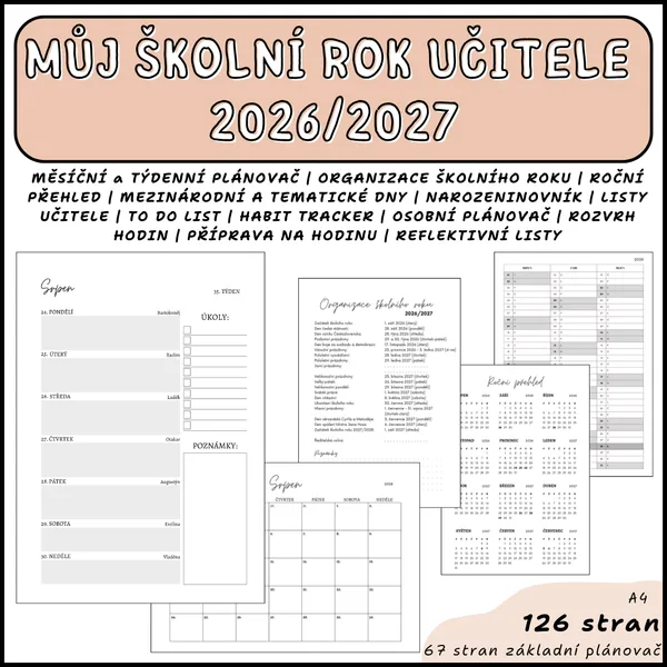 Můj školní rok učitele 2026/2027 - Učitelský diář