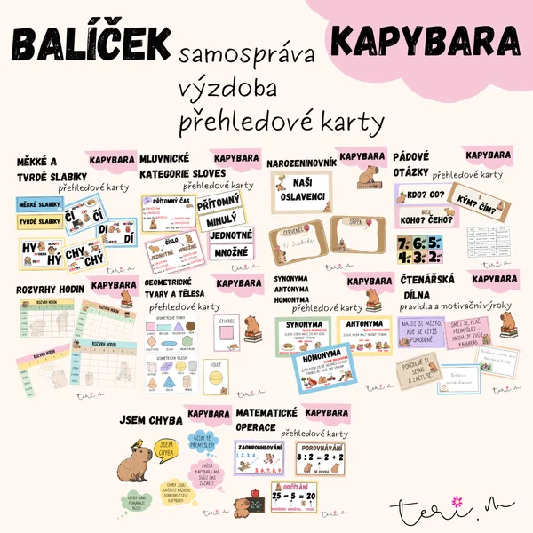 KAPYBARA balíček - výzdoba + třídní samospráva + pomůcky