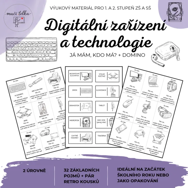 Digitální zařízení a technologie – Já mám, kdo má? + domino (32 pojmů)