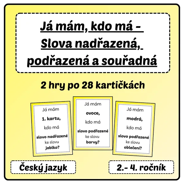 Slova nadřazená, podřazená a souřadná - Já mám, kdo má