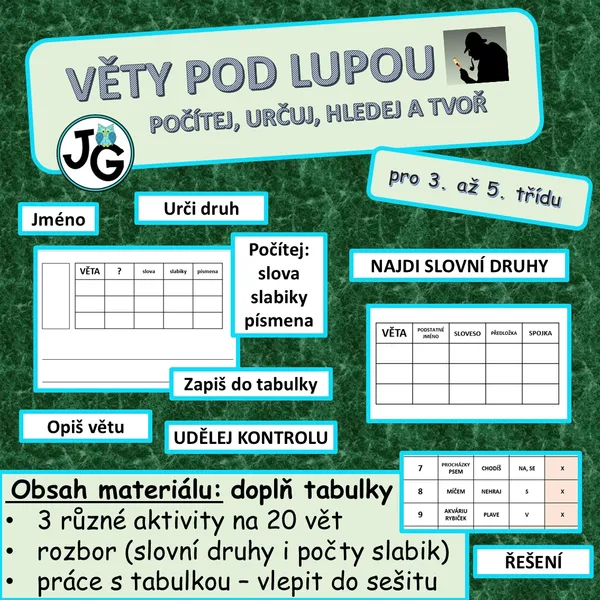 Věty pod lupou - práce s tabulkou