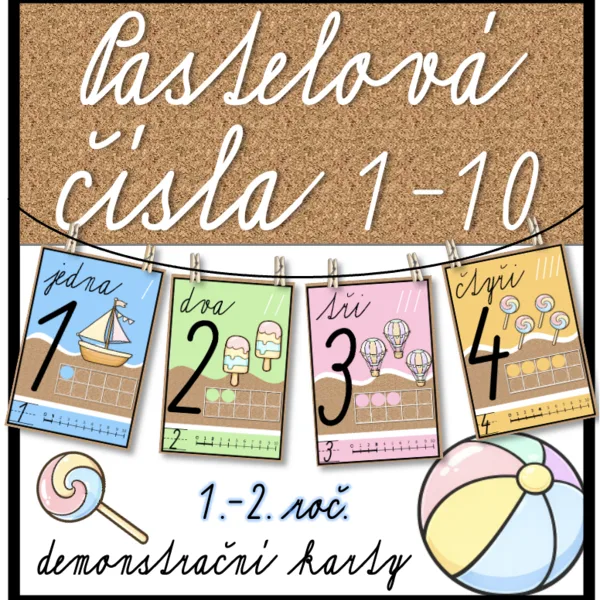 Čísla do 10 - pastelová