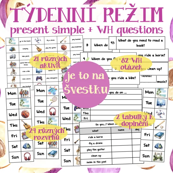 Týdenní režim - present simple + WH questions