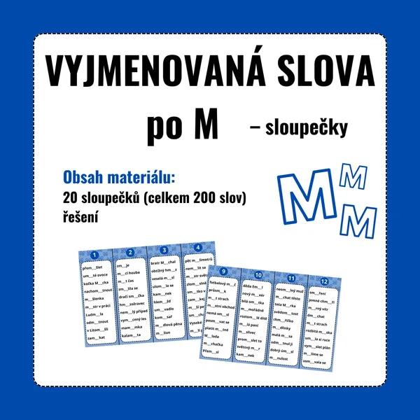 VYJMENOVANÁ SLOVA po M – sloupečky