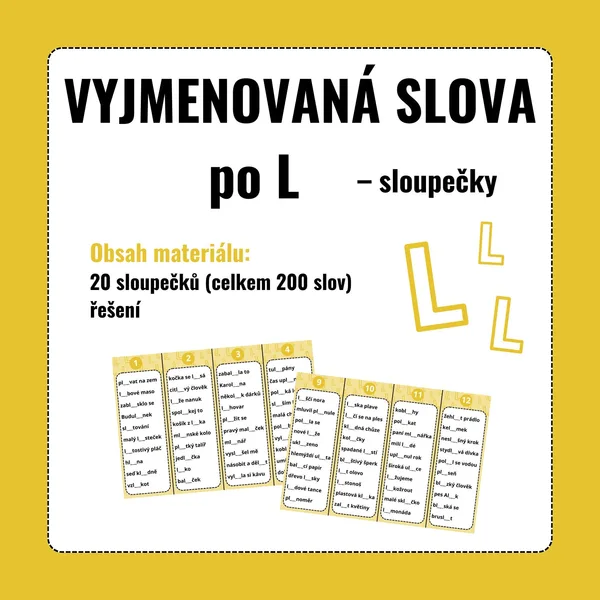 VYJMENOVANÁ SLOVA po L – sloupečky