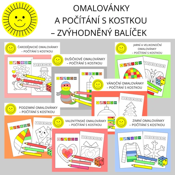 OMALOVÁNKY A POČÍTÁNÍ S KOSTKOU - ZVÝHODNĚNÝ BALÍČEK