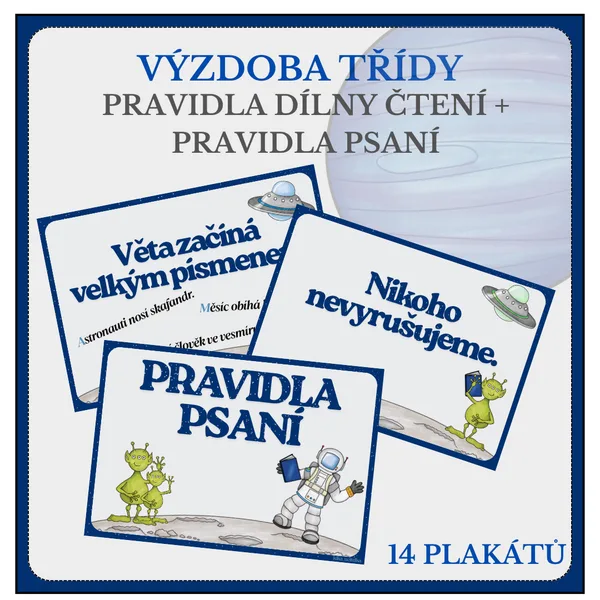 Pravidla psaní + dílny čtení Vesmír (výzdoba)