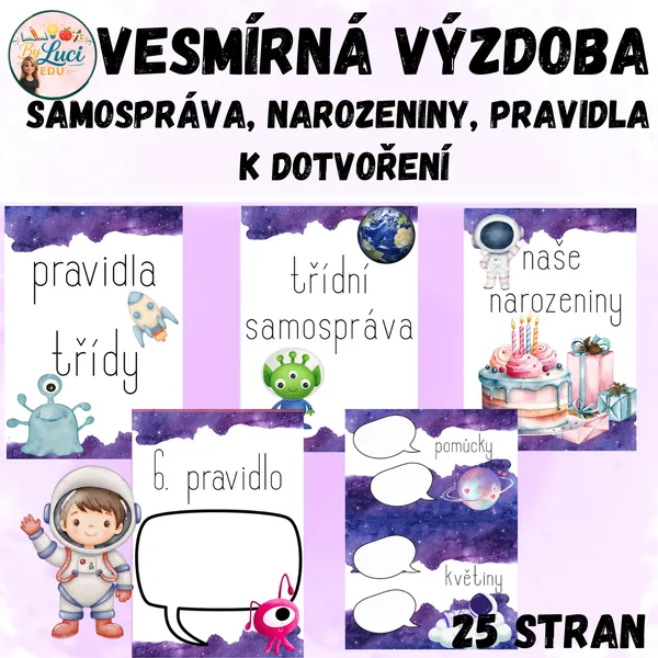 Vesmírná výzdoba - samospráva, narozeniny a pravidla k dotvoření