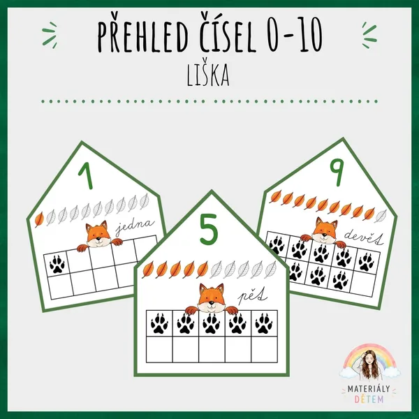 🦊Přehled čísel 0-10 s liškou🦊
