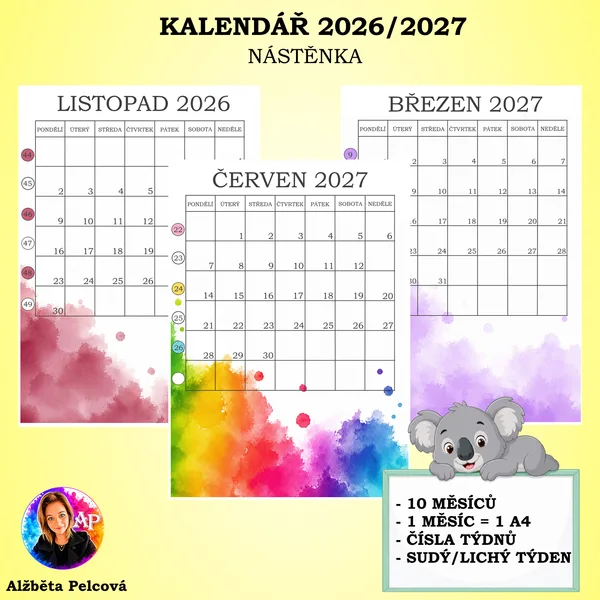 KALENDÁŘ na školní rok 2026/2027 (nástěnka)