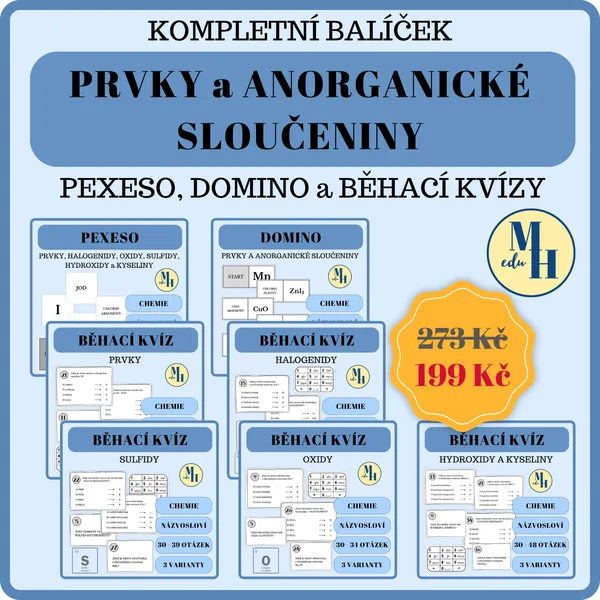 Prvky a anorganické sloučeniny - balíček materiálů k procvičování