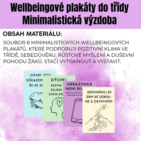 Wellbeingové plakáty do třídy - Minimalistická výzdoba