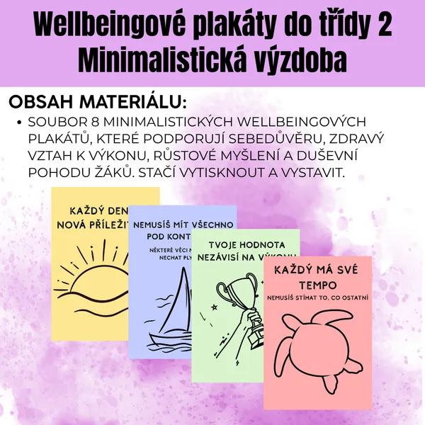 Wellbeingové plakáty do třídy 2 - Minimalistická výzdoba