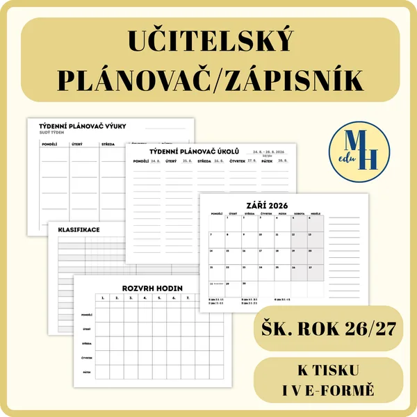 Učitelský plánovač/zápisník (šk. rok 26/27)