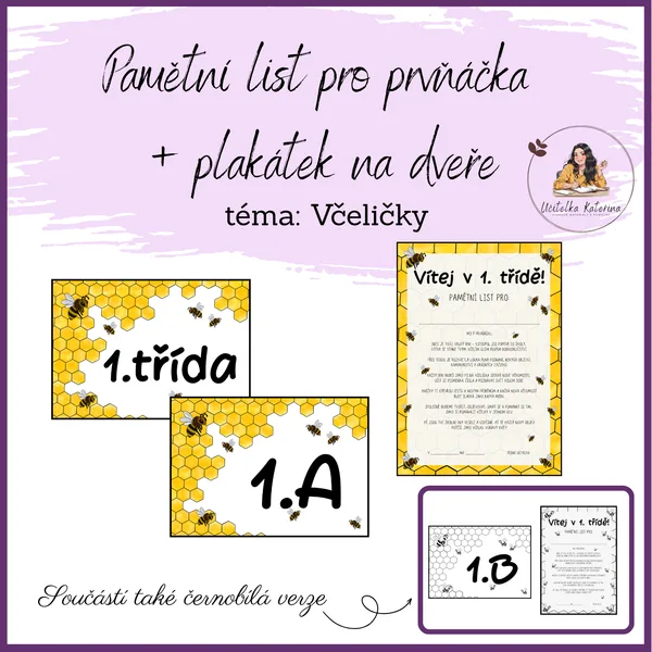 Pamětní list pro prvňáčka + plakátek na dveře