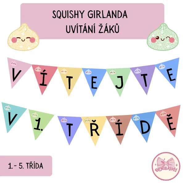 Squishy knedlíková girlanda – Uvítání žáků