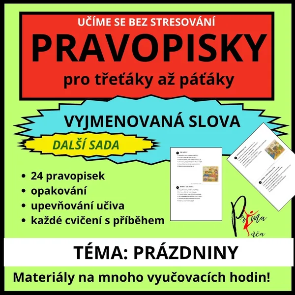 VYJMENOVANÁ SLOVA - PRAVOPISKY - NA MNOHO VYUČOVACÍCH HODIN