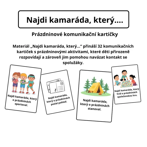 Najdi kamaráda, který… Prázdninové komunikační kartičky