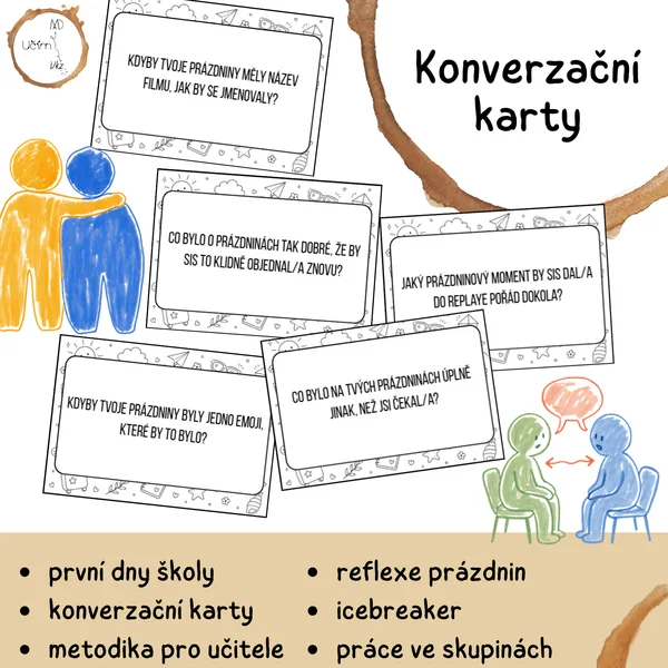 Prázdninové konverzační karty - 40 otázek pro první dny ve škole