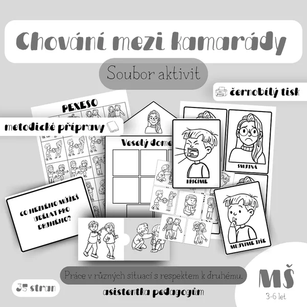 Chování a vztahy mezi kamarády - soubor aktivit (černobílý tisk)