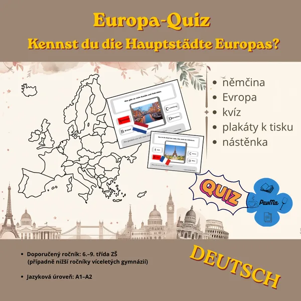 DEUTSCH: Quiz - Poznáš hlavní města? NÁSTĚNKA