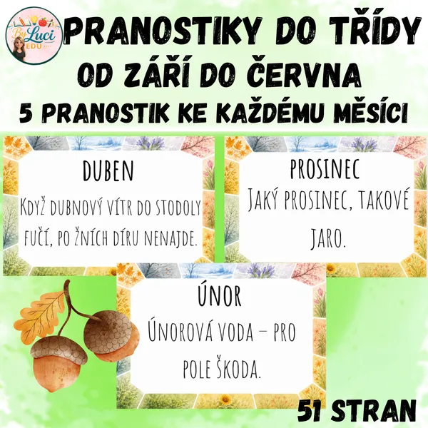 Pranostiky do třídy od září do června