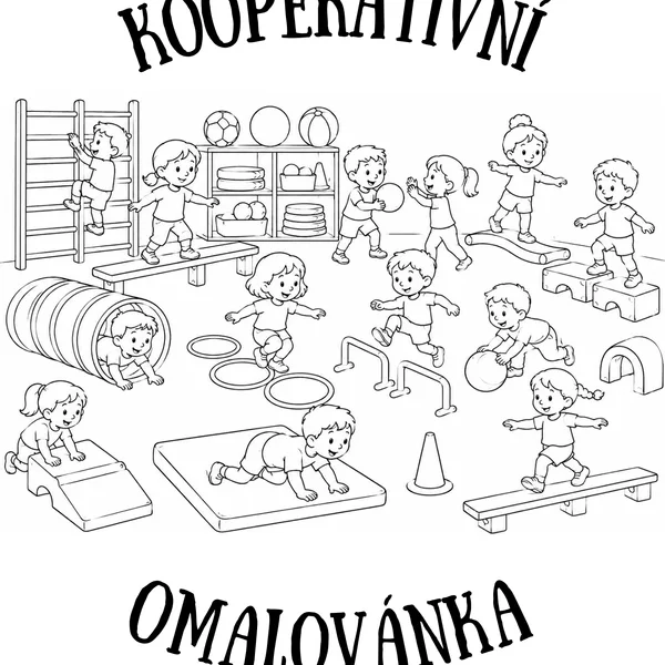 🤸 KOOPERATIVNÍ OMALOVÁNKA – CVIČÍME VE ŠKOLCE ⚽