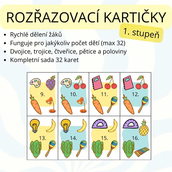 Rozřazovací kartičky do skupin