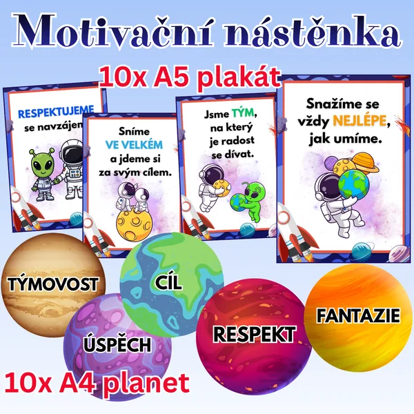 Motivační nástěnka/ výzdoba vesmír/ výzdoba třídy/ vesmír