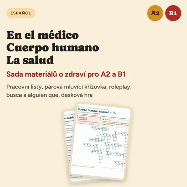 En el médico, cuerpo, la salud - španělská sada materiálů (A2, B1)