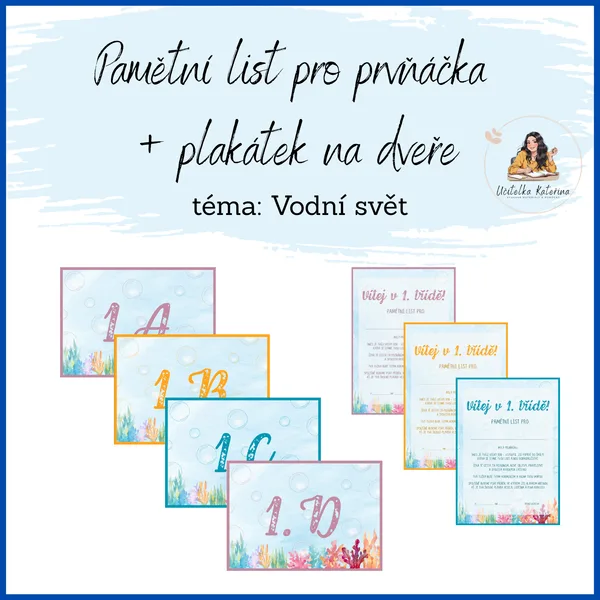 Pamětní list pro prvňáčka + plakátek na dveře
