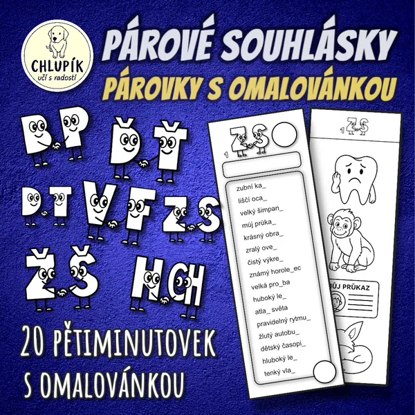 PÁROVÉ SOUHLÁSKY - párovky s omalovánkou