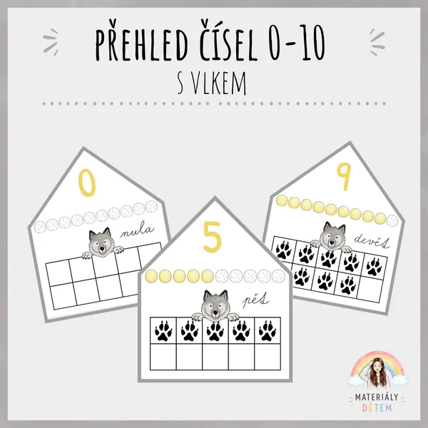 🐺Přehled čísel 0-10 s vlkem🐺