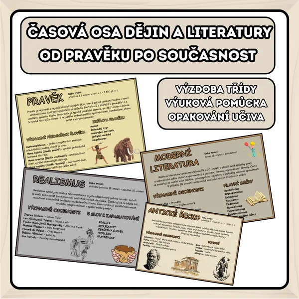 OD PRAVĚKU PO SOUČASNOST – Časová osa dějin a literatury / výzdoba