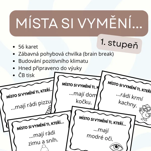 Pohybová hra: Místo si vymění... (56 kartiček)