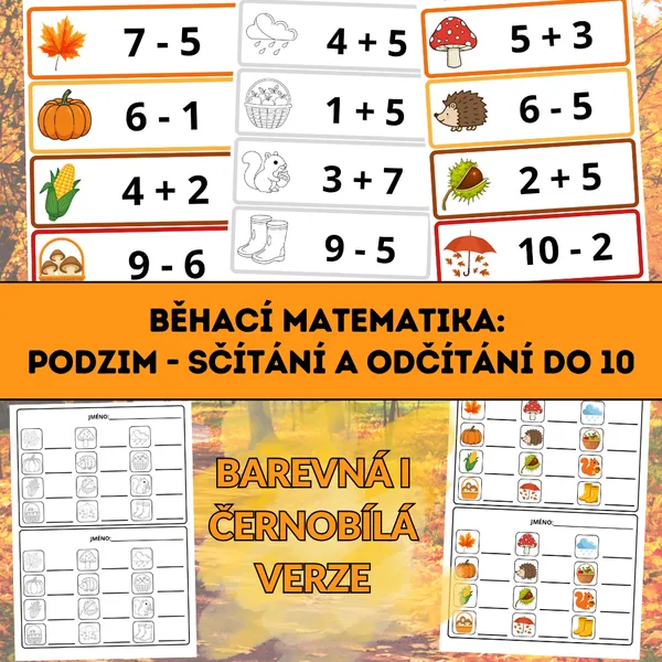 Běhací matematika: Podzim – sčítání a odčítání do 10