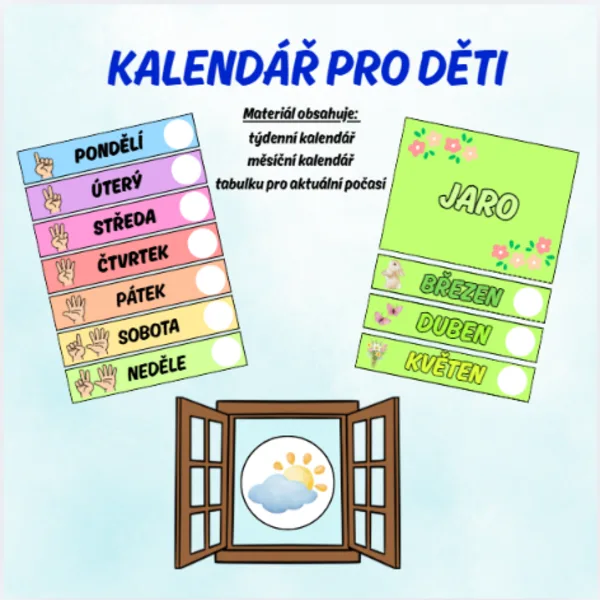 Kalendář pro děti - pastelové barvy