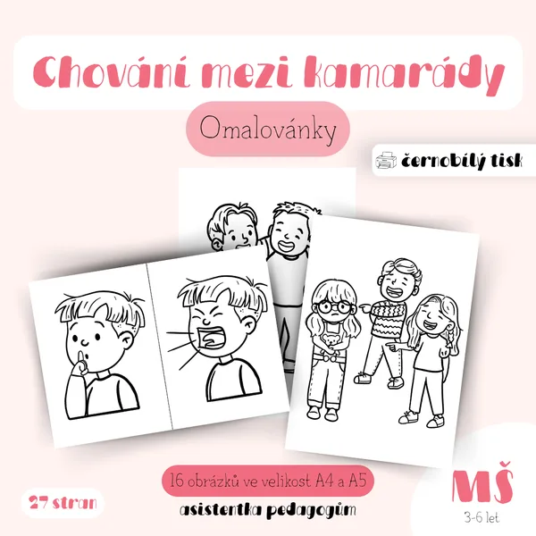 Chování mezi kamarády - Omalovánky