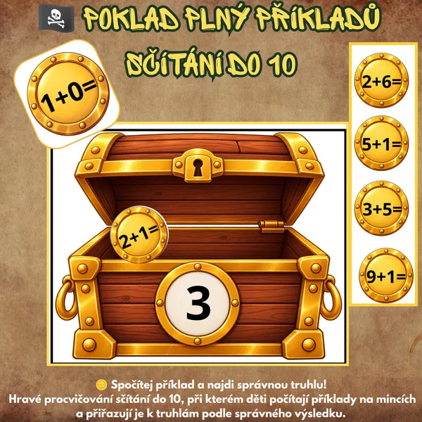 🏴‍☠️ Poklad plný příkladů – sčítání do 10