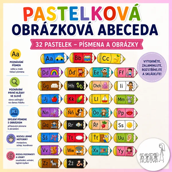 Pastelková obrázková abeceda