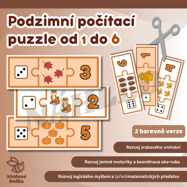 Podzimní počítací puzzle (1-6)