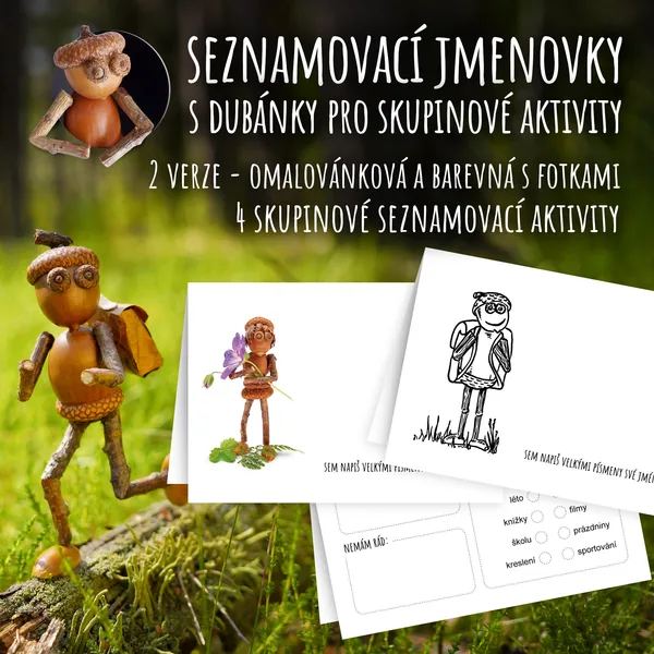 Seznamovací jmenovky s dubánky pro skupinové aktivity