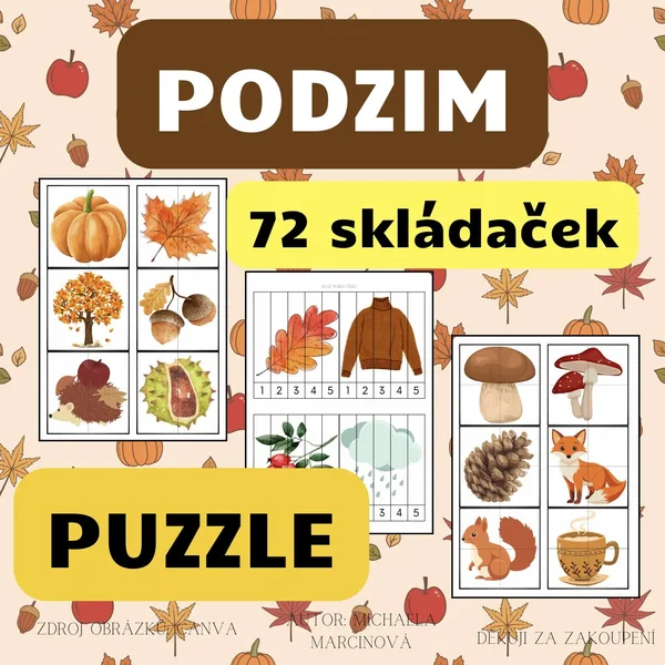 PODZIM - 3 varianty skládaček