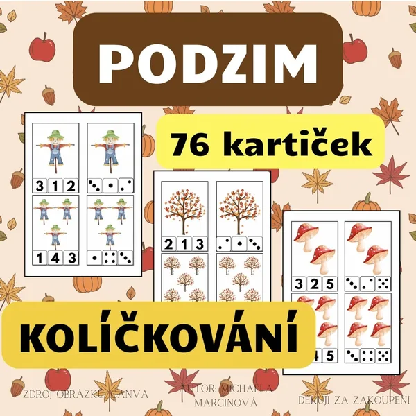 Kolíčkování - PODZIM - 80 kartiček