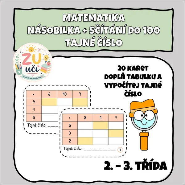 Tajné číslo - Procvičování malé násobilky