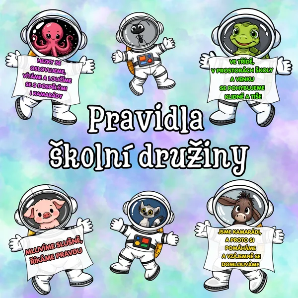 Pravidla školní družiny - Zvířecí astronauti 2