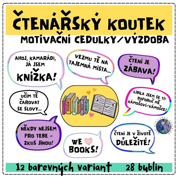 Čtenářský koutek - motivační cedulky/výzdoba