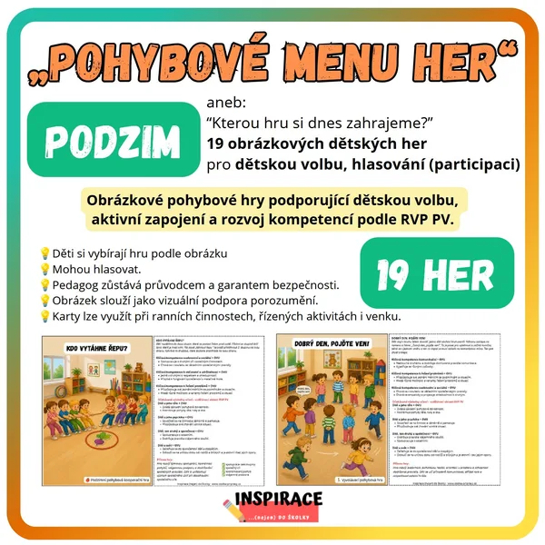 Pohybové menu 19 her v obrázcích - PODZIM