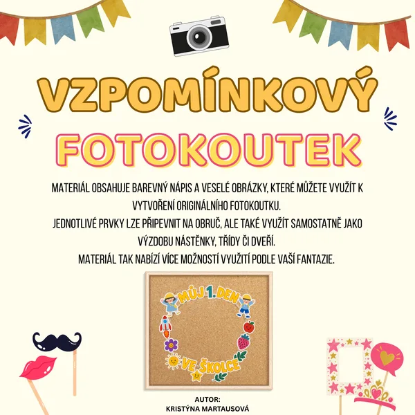 Vzpomínkový fotokoutek - Můj 1. den ve školce 📸