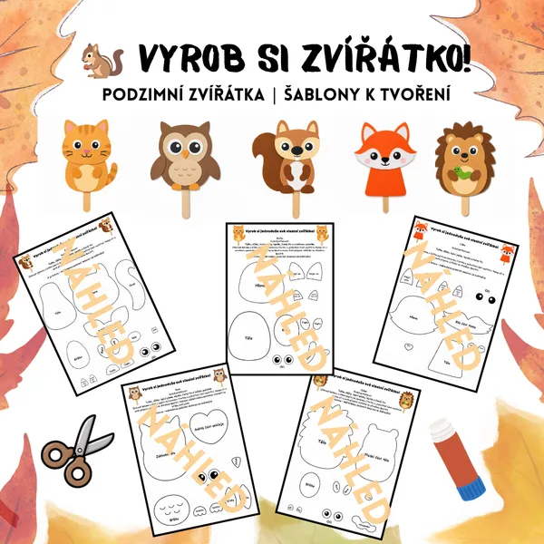 🐿️ Vyrob si zvířátko! – Podzimní zvířátka | Šablony k tvoření